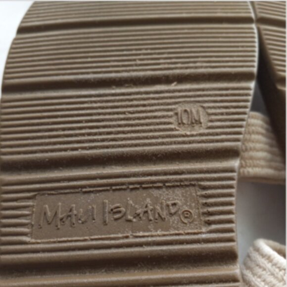 Maui Island Women’s Slip On Sandals Ivory 3 Strap Comfort Size 10M - Picture 7 of 8